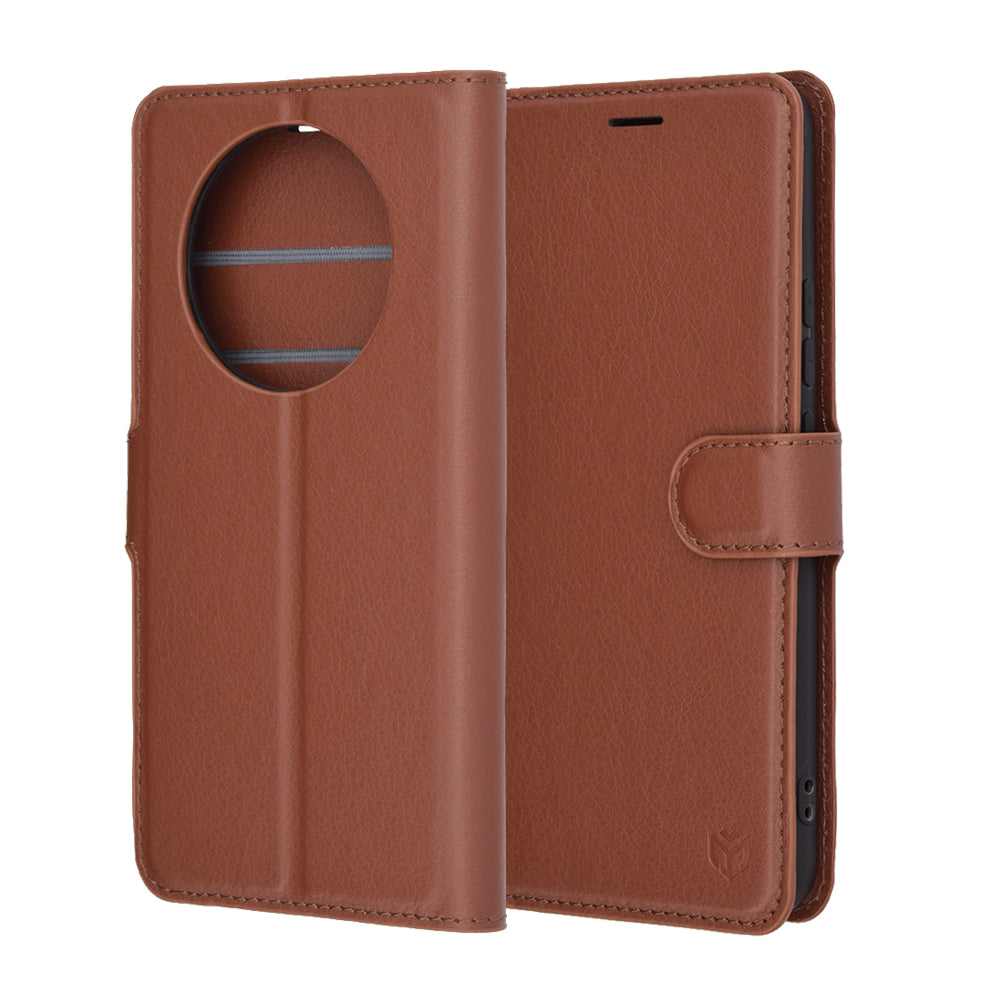 Puzdro na Realme 14 Pro+, Techsuit, kožené folio, hnedé