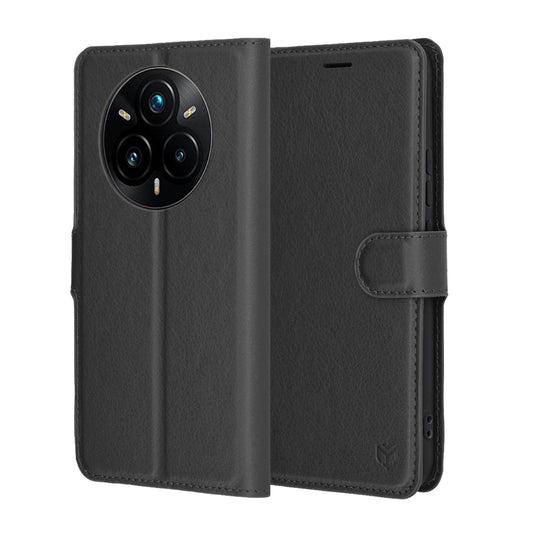 Puzdro na Realme 14 Pro+, Techsuit, kožené folio, čierne
