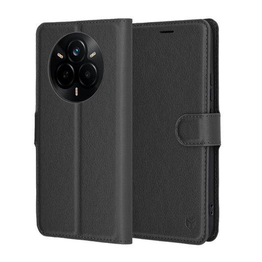 Puzdro pre Realme 14 Pro, Techsuit, kožené folio, čierne