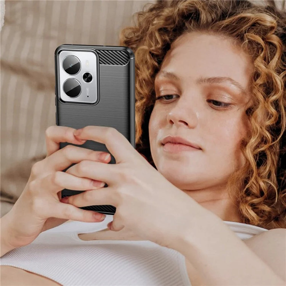 Puzdro pre Realme 14T / 14, Techsuit, Karbón, Čierne