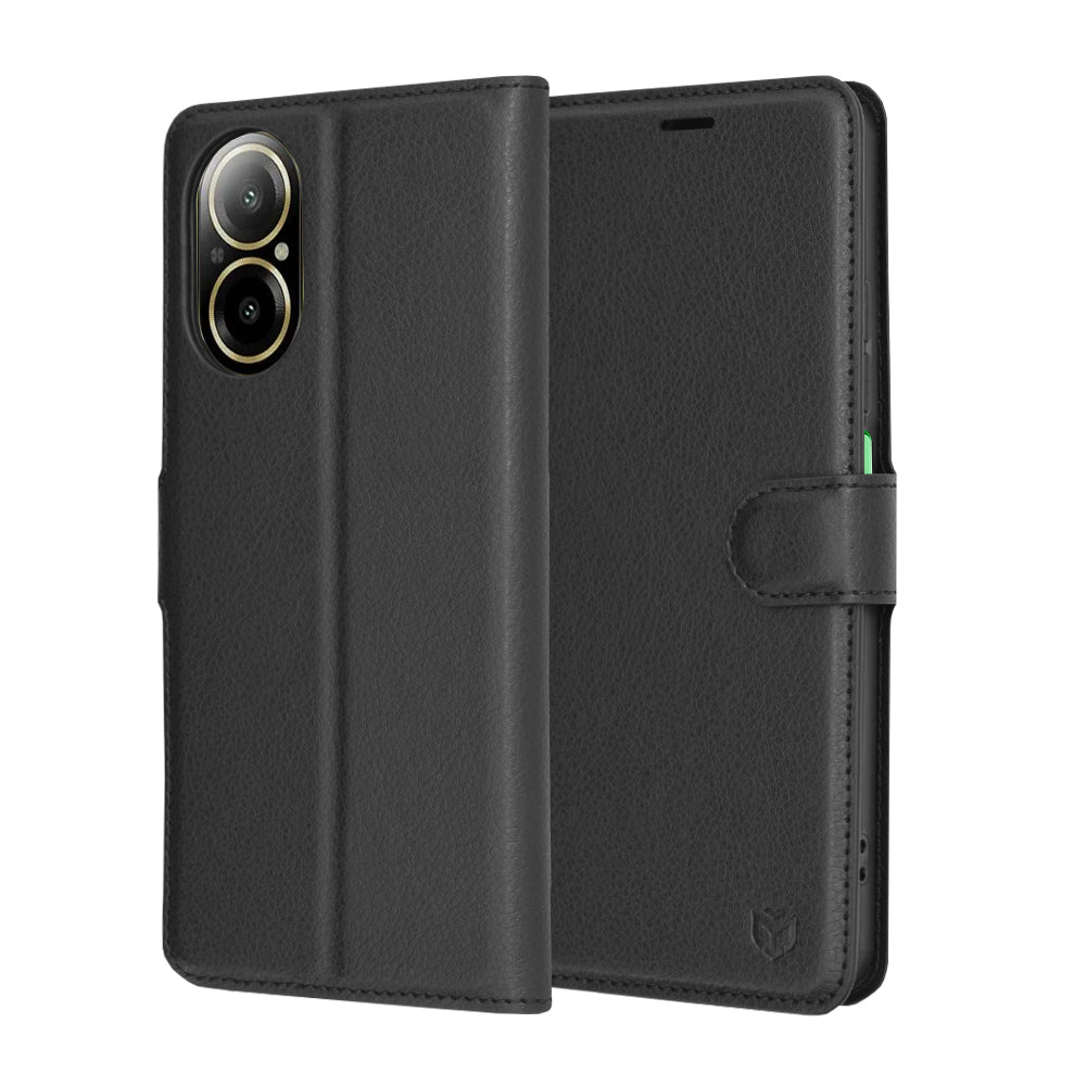 Puzdro pre Realme C67 4G, Techsuit, kožené folio, čierne