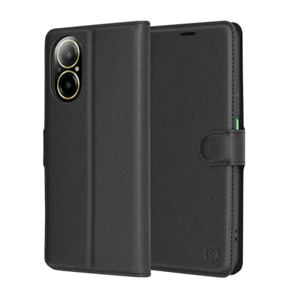 Puzdro pre Realme C67 4G, Techsuit, kožené folio, čierne