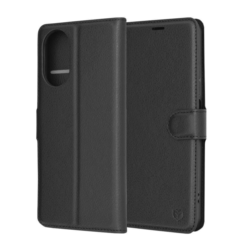 Puzdro pre Realme C67 4G, Techsuit, kožené folio, čierne
