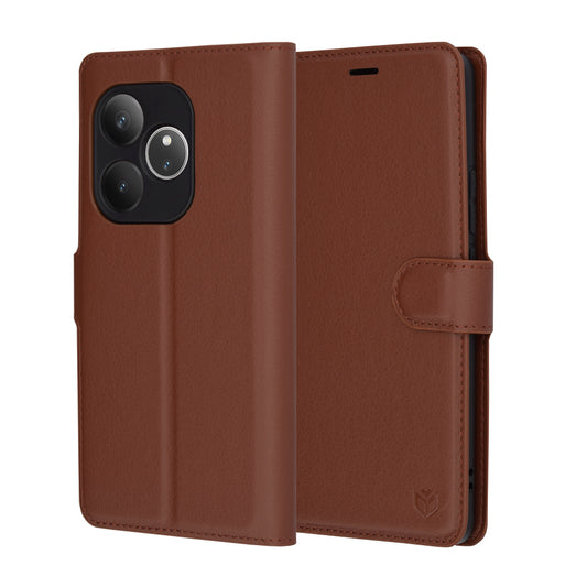 Puzdro pre Realme GT 6T / GT 6, Techsuit, kožené folio, hnedé