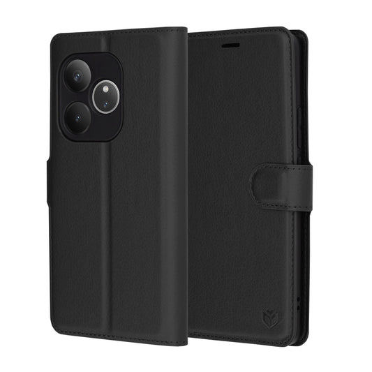 Puzdro pre Realme GT 6T / GT 6, Techsuit, kožené folio, čierne