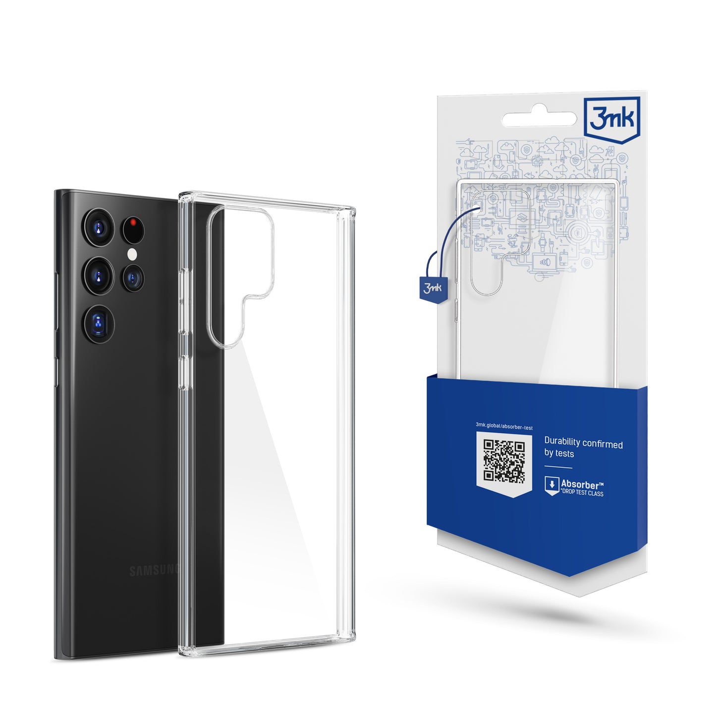 Puzdro pre Samsung Galaxy S22 Ultra 5G S908, 3MK, číre, priehľadné 