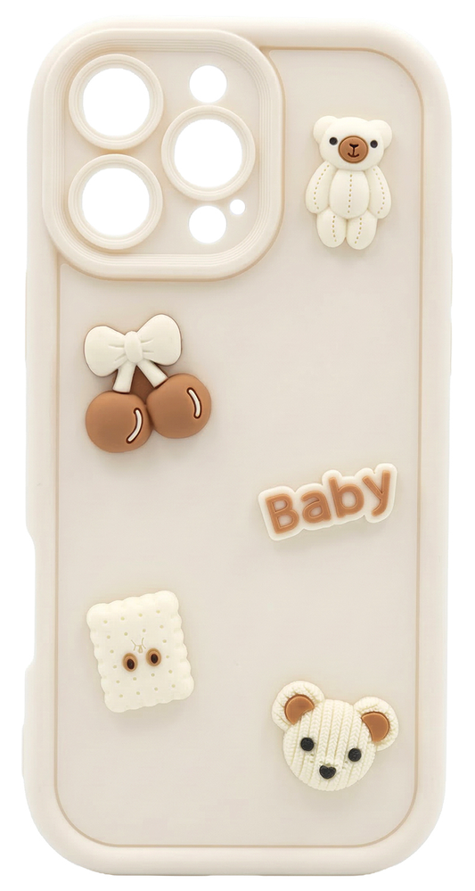 Puzdro pre Samsung Galaxy S26 S942, OEM, Ultra Trendy 3D Bear, Béžová