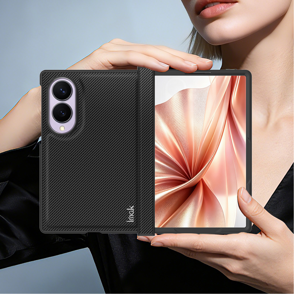 Puzdro pre Samsung Galaxy Z Fold8 F971, Imak, Karbón, Čierne