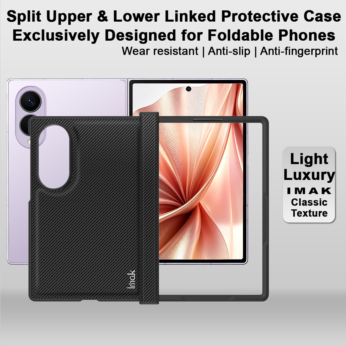 Puzdro pre Samsung Galaxy Z Fold8 F971, Imak, Karbón, Čierne