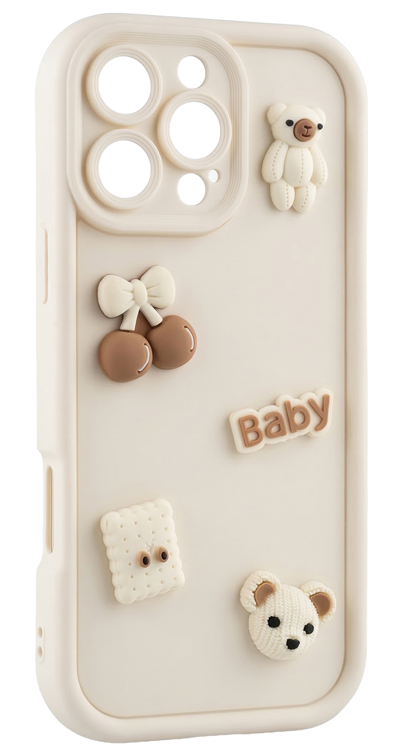 Obal na Samsung Galaxy S25 S931, OEM, Ultra Trendy 3D Bear, béžový