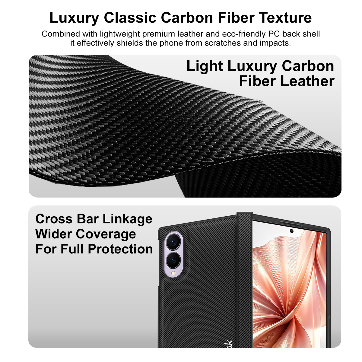 Puzdro pre Samsung Galaxy Z Fold8 F971, Imak, Karbón, Čierne