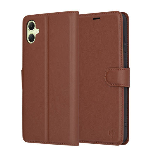 Puzdro pre Samsung Galaxy A05 A055, Techsuit, kožené folio, hnedé