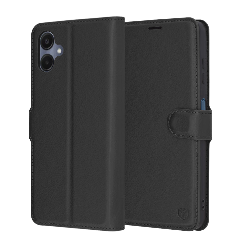 Puzdro pre Samsung Galaxy A06 A065, Techsuit, kožené folio, čierne
