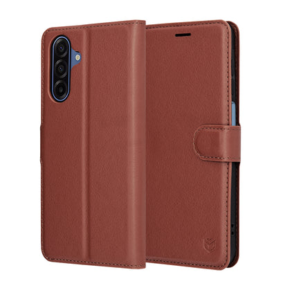 Puzdro pre Samsung Galaxy A17 4G / A17 5G, Techsuit, kožené folio, hnedé