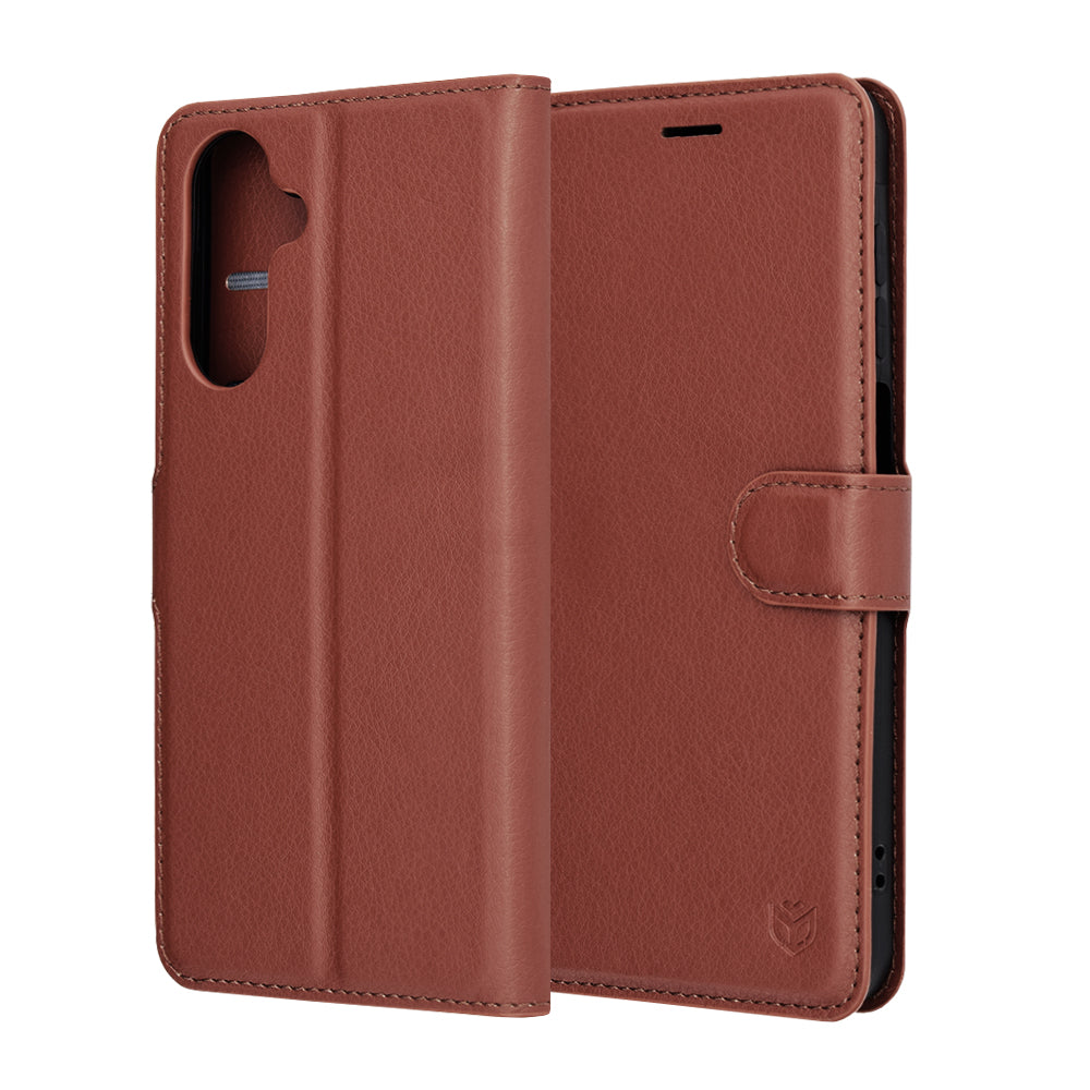 Puzdro pre Samsung Galaxy A17 4G / A17 5G, Techsuit, kožené folio, hnedé