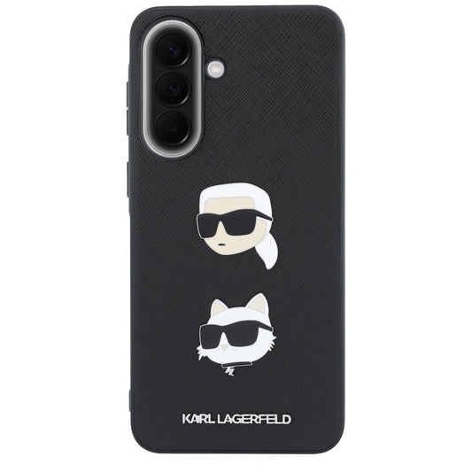 Puzdro na Samsung Galaxy A37 5G, Karl Lagerfeld, Grained Karl & Choupette's Heads Pins and Logo, Čierne