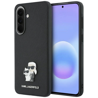 Obal na Samsung Galaxy A37 5G, Karl Lagerfeld, Saffiano Karl & Choupette Metal, čierny