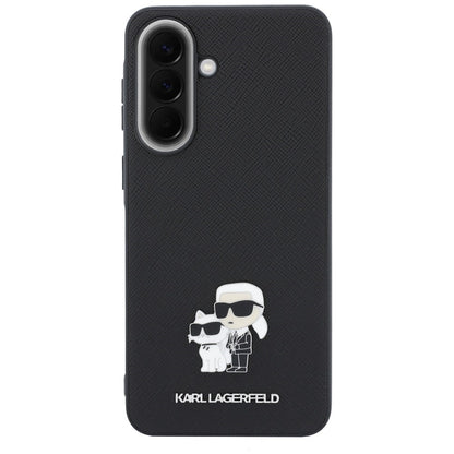 Obal na Samsung Galaxy A37 5G, Karl Lagerfeld, Saffiano Karl & Choupette Metal, čierny