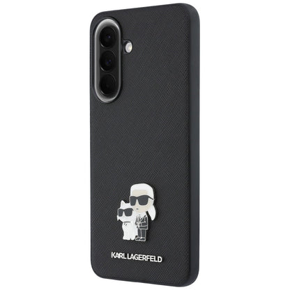 Obal na Samsung Galaxy A37 5G, Karl Lagerfeld, Saffiano Karl & Choupette Metal, čierny