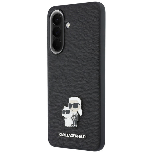 Obal na Samsung Galaxy A37 5G, Karl Lagerfeld, Saffiano Karl & Choupette Metal, čierny