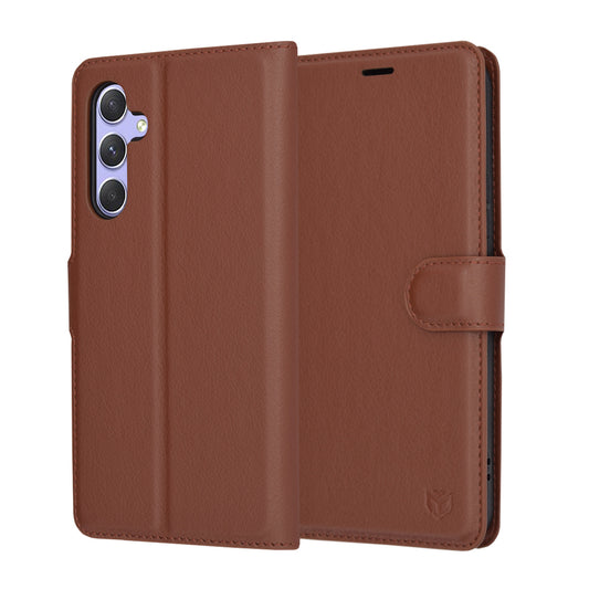 Puzdro pre Samsung Galaxy A54 A546, Techsuit, kožené folio, hnedé