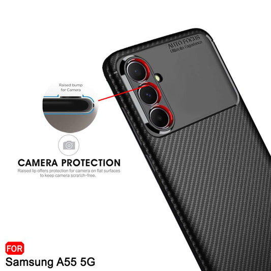 Puzdro pre Samsung Galaxy A55 5G A556, Techsuit, CarbonFiber, Čierne