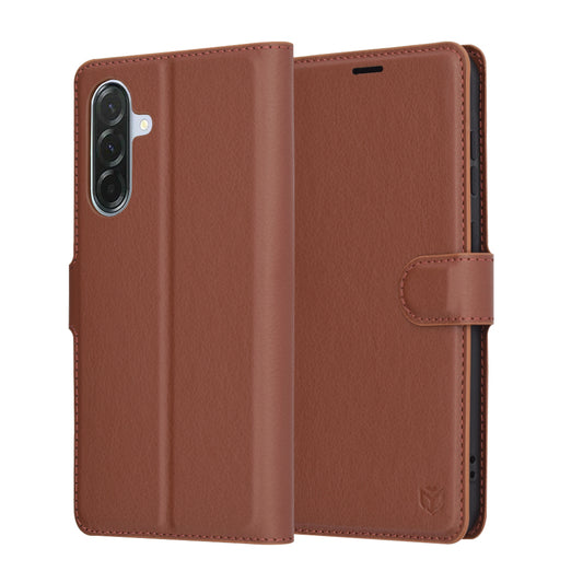 Puzdro pre Samsung Galaxy A56 A566, Techsuit, kožené folio, hnedé