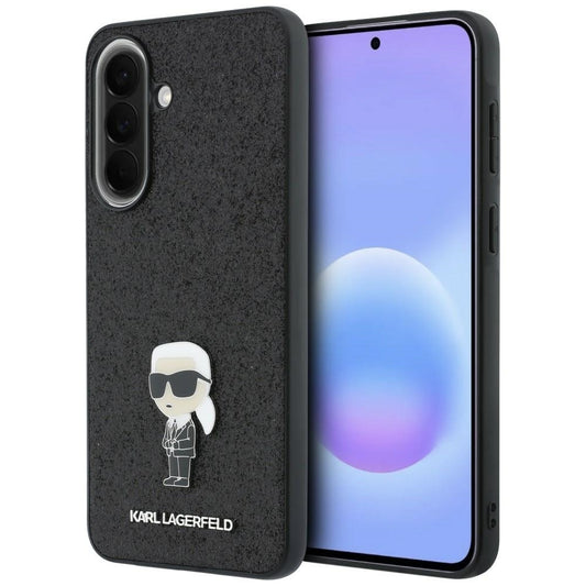Puzdro pre Samsung Galaxy A57 5G, Karl Lagerfeld, Glitter Fixed Ikonik Karl, Čierne
