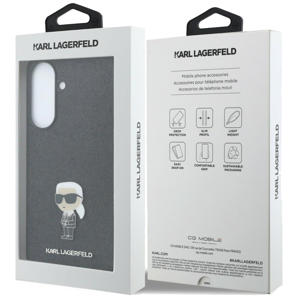 Puzdro pre Samsung Galaxy A57 5G, Karl Lagerfeld, Glitter Fixed Ikonik Karl, Čierne