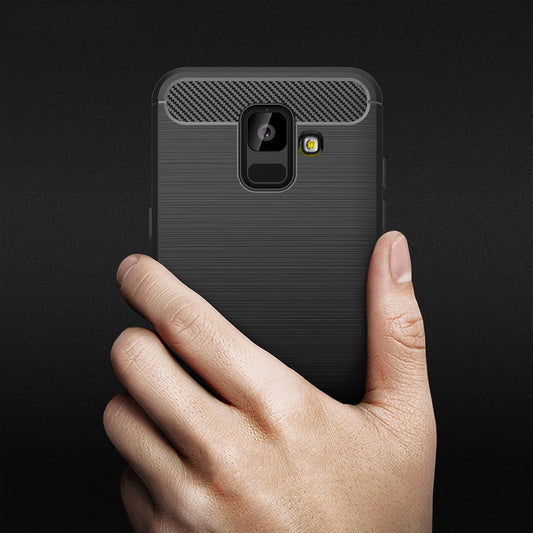 Puzdro pre Samsung Galaxy A6 (2018) A600, Techsuit, Karbón, Čierne