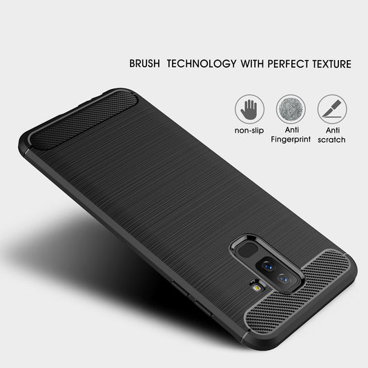 Puzdro pre Samsung Galaxy A6 Plus (2018) A605, Techsuit, Karbón, Čierne
