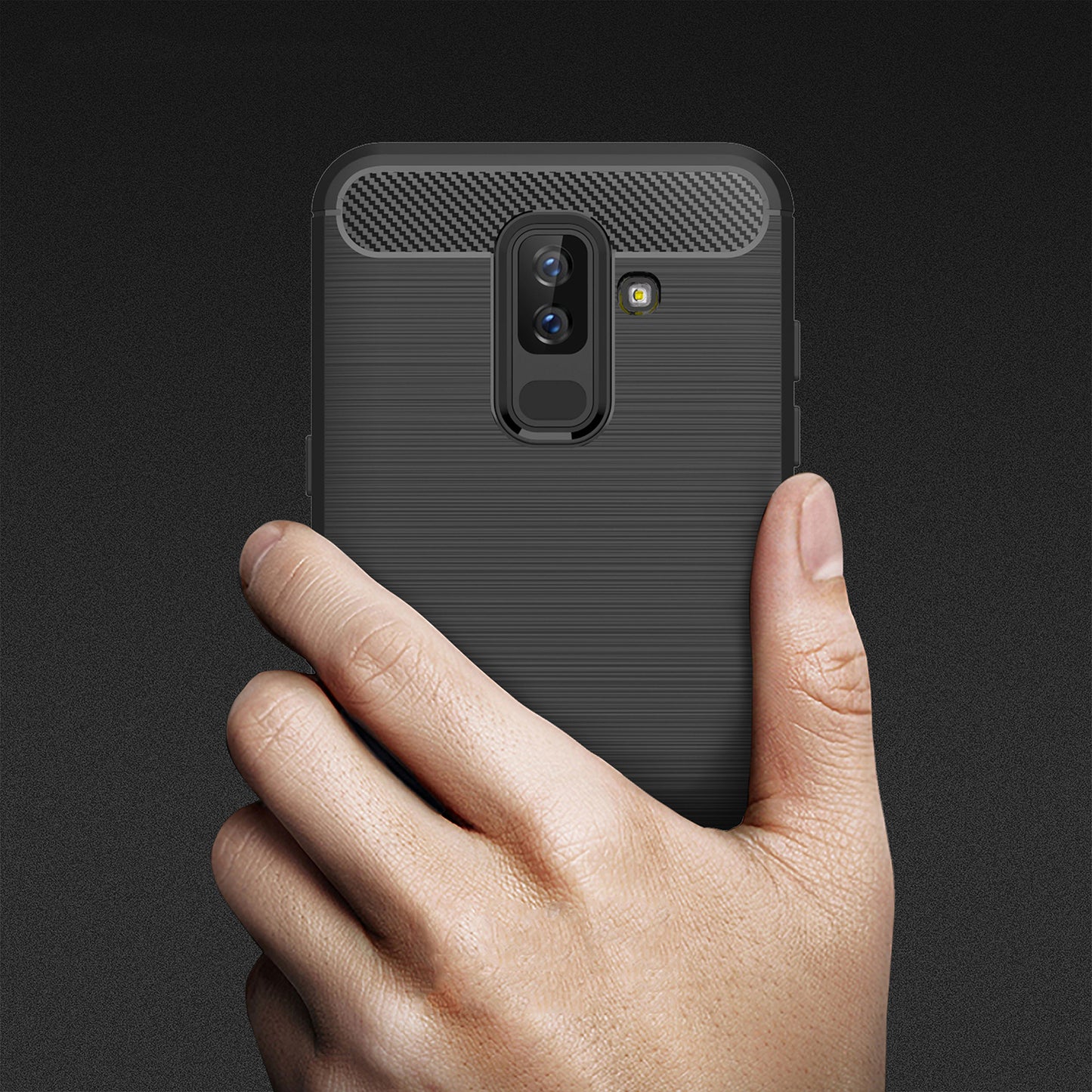 Puzdro pre Samsung Galaxy A6 Plus (2018) A605, Techsuit, Karbón, Čierne