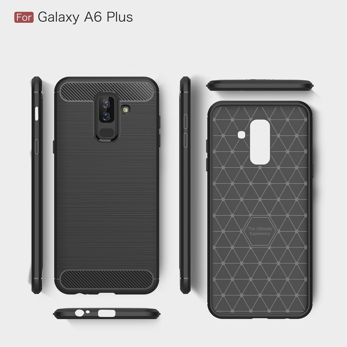 Puzdro pre Samsung Galaxy A6 Plus (2018) A605, Techsuit, Karbón, Čierne