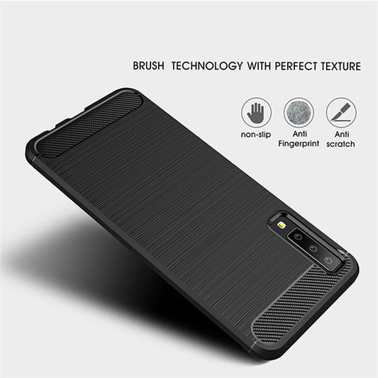 Puzdro pre Samsung Galaxy A7 (2018) A750, Techsuit, Karbón, Čierne