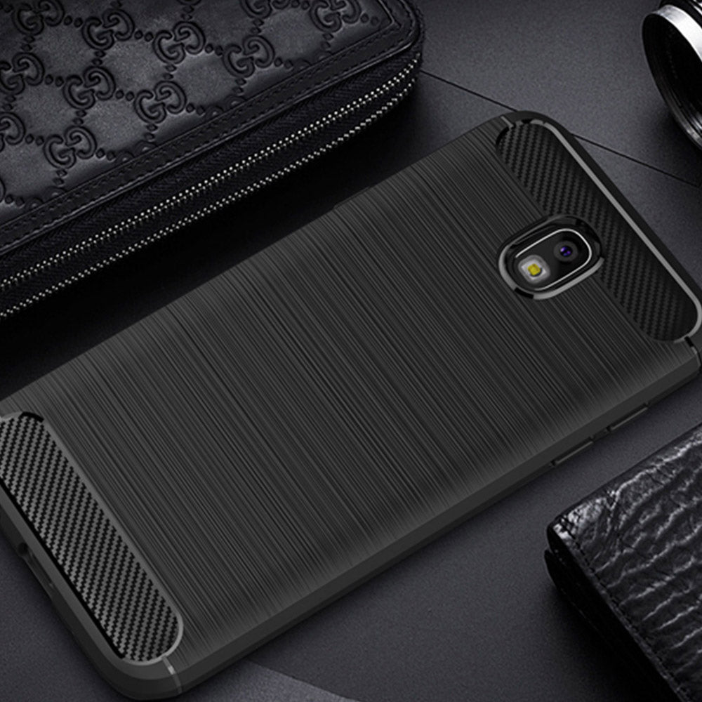 Puzdro pre Samsung Galaxy J7 (2017) J730, Techsuit, Karbón, Čierne