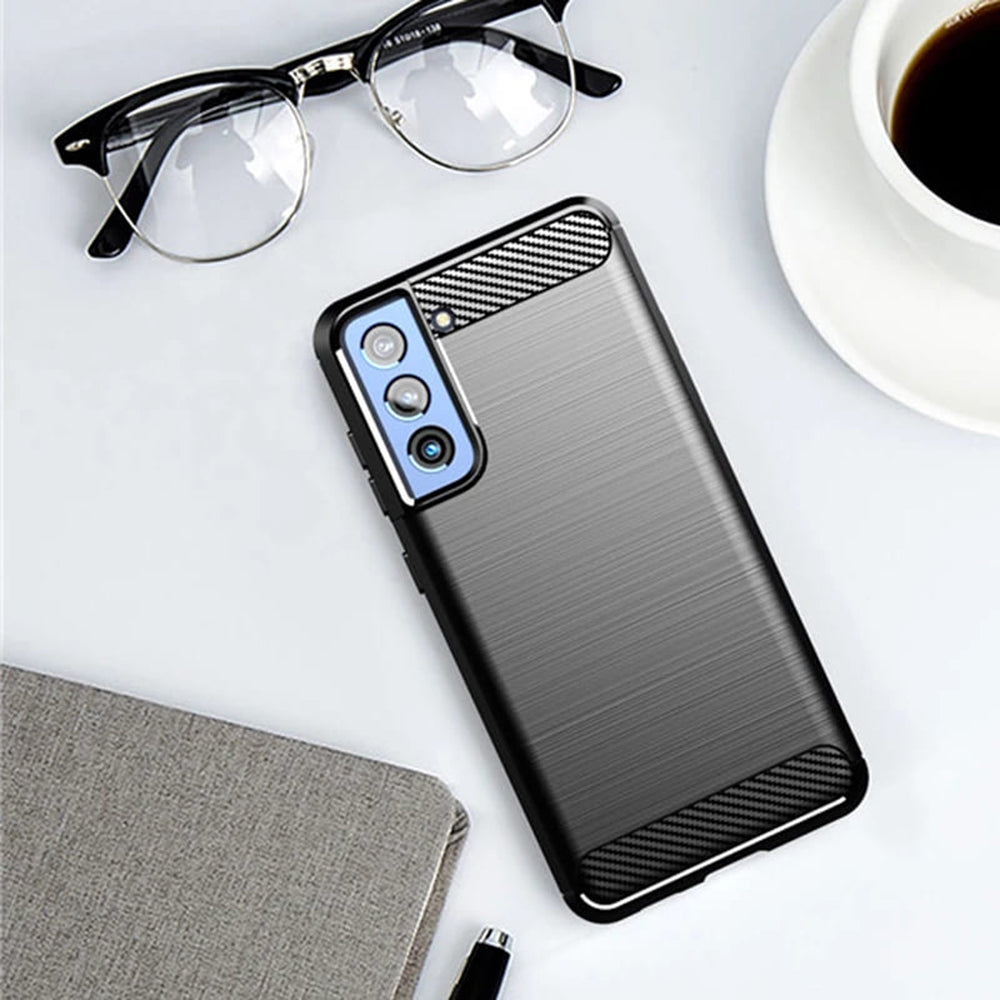 Puzdro pre Samsung Galaxy S21 FE 5G G990, Techsuit, Karbón, Čierne
