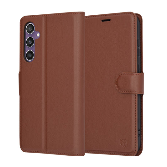 Puzdro na Samsung Galaxy S23 FE S711, Techsuit, kožené folio, hnedé