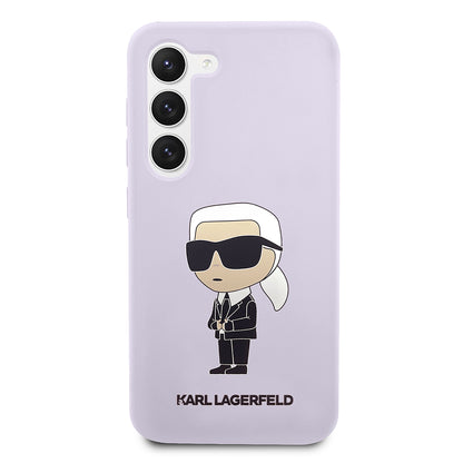 Puzdro pre Samsung Galaxy S23+ S916, Karl Lagerfeld, Silicone Ikonik Karl, Fialová