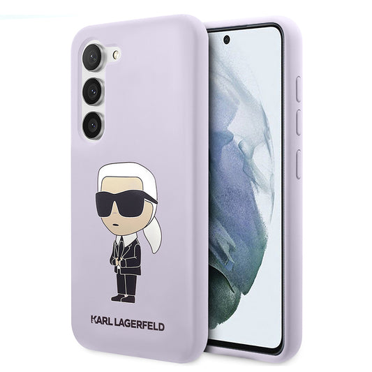 Puzdro pre Samsung Galaxy S23+ S916, Karl Lagerfeld, Silicone Ikonik Karl, Fialová
