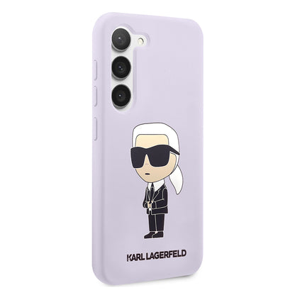 Puzdro pre Samsung Galaxy S23+ S916, Karl Lagerfeld, Silicone Ikonik Karl, Fialová