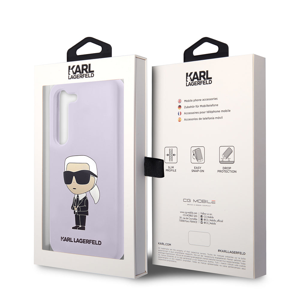 Puzdro pre Samsung Galaxy S23+ S916, Karl Lagerfeld, Silicone Ikonik Karl, Fialová