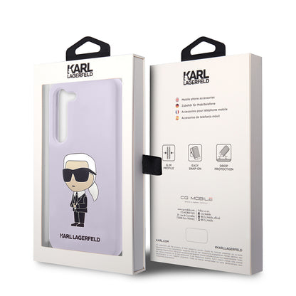 Puzdro pre Samsung Galaxy S23+ S916, Karl Lagerfeld, Silicone Ikonik Karl, Fialová