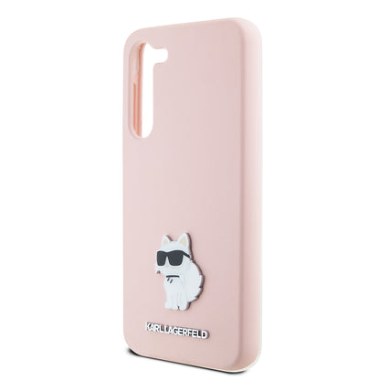Puzdro pre Samsung Galaxy S23 S911, Karl Lagerfeld, Silicone Choupette Metal, Ružová