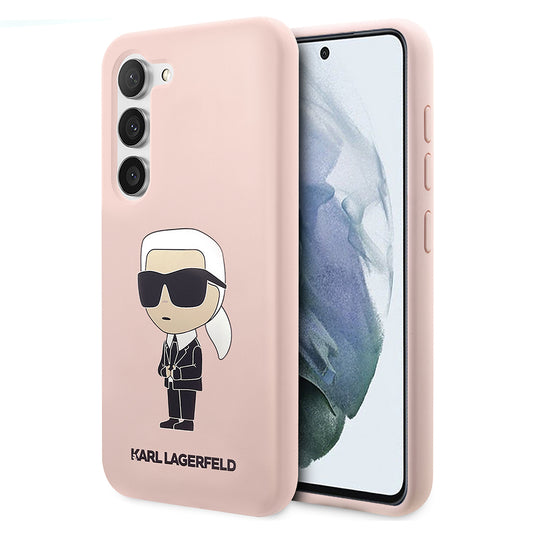 Puzdro pre Samsung Galaxy S23 S911, Karl Lagerfeld, Silicone Ikonik Karl, Ružové