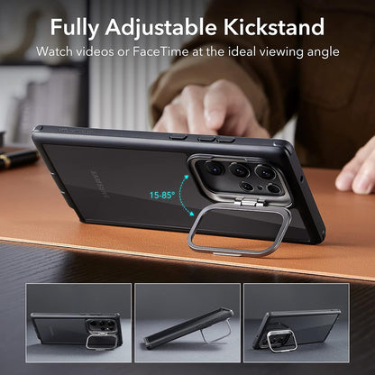 Puzdro pre Samsung Galaxy S23 Ultra S918, ESR, Shock Armor Kickstand, Čierne Transparentné