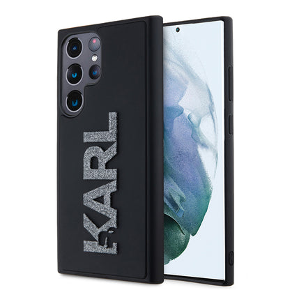 Puzdro pre Samsung Galaxy S23 Ultra S918, Karl Lagerfeld, 3D Rubber Glitter Logo, Čierne