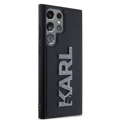 Puzdro pre Samsung Galaxy S23 Ultra S918, Karl Lagerfeld, 3D Rubber Glitter Logo, Čierne