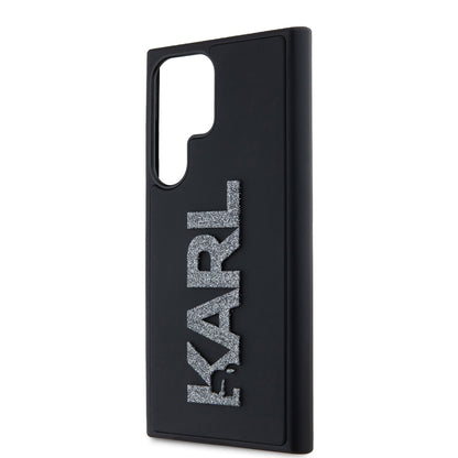 Puzdro pre Samsung Galaxy S23 Ultra S918, Karl Lagerfeld, 3D Rubber Glitter Logo, Čierne