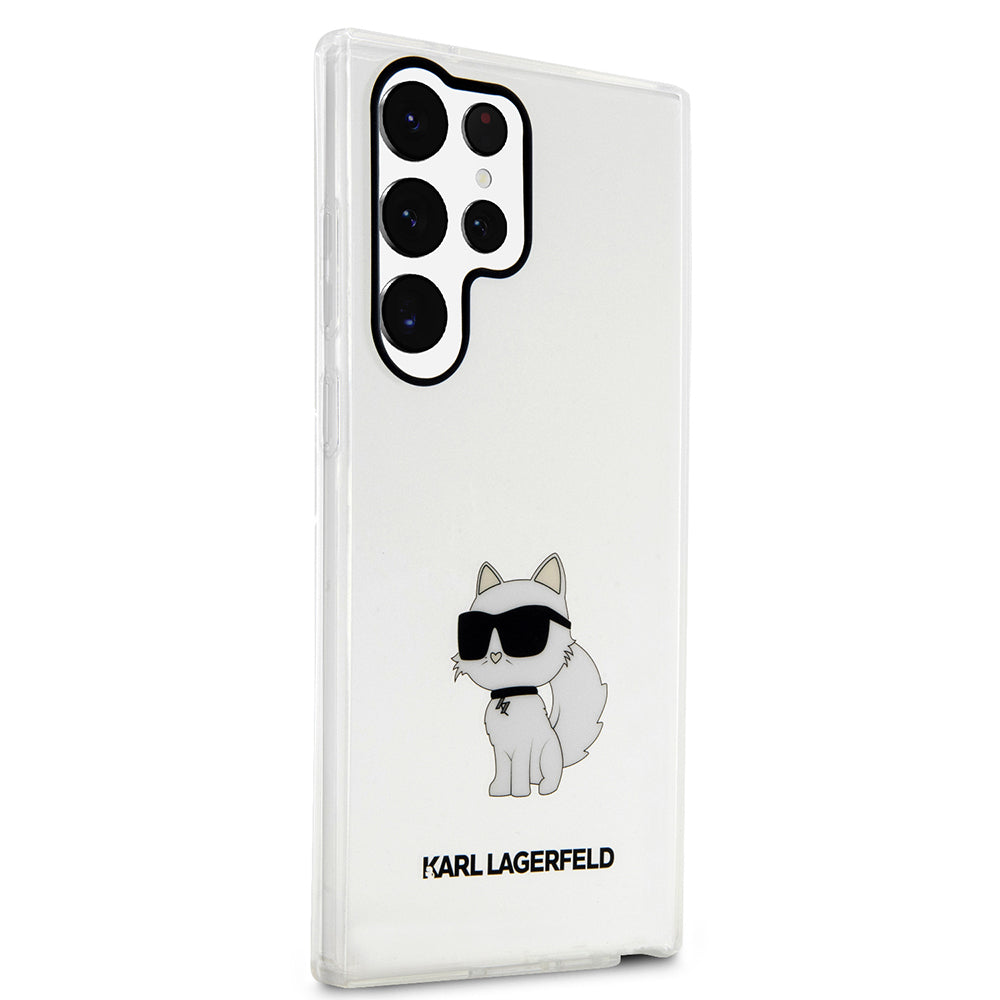 Puzdro pre Samsung Galaxy S23 Ultra S918, Karl Lagerfeld, Ikonik Choupette, Transparentné