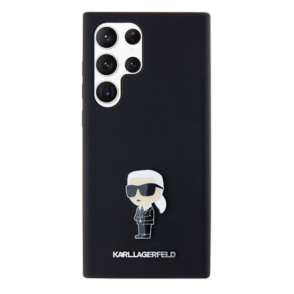 Case for Samsung Galaxy S23 Ultra S918, Karl Lagerfeld, Silicone Ikonik Karl Metal, Black